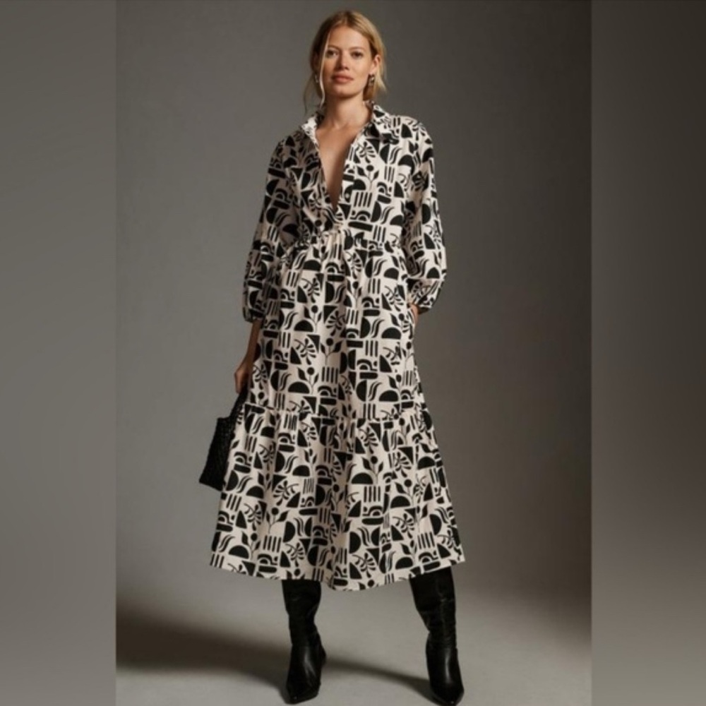 Anthropologie The Bettina Tiered Shirt Dress by Maeve 2x